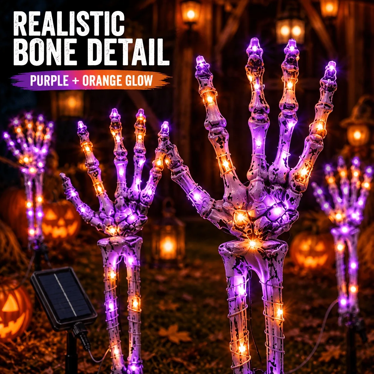 Halloween Solar Garden Lights LED Skeleton Hand Pathway Stake Lights Outdoor Yard Lawn Graveyard Haunted House Party Decor
