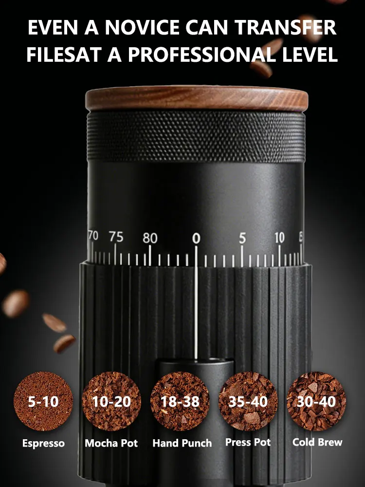 All-Metal Single-Dose Coffee Grinder–Quiet DC Motor Home-use Espresso Grinder,Burr Coffee Grinder,with 80 Settings