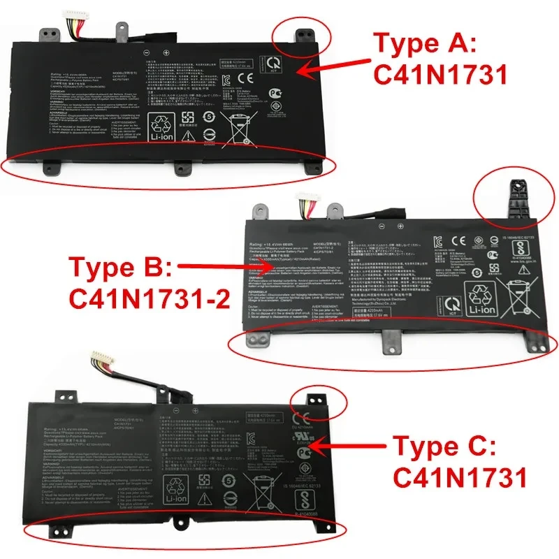 

C41N1731 Laptop Battery For ASUS ROG Strix Scar/HERO II G712 G732 G731 GL504GW GL504GS GL504GM GL704 GL704GW GL704GV