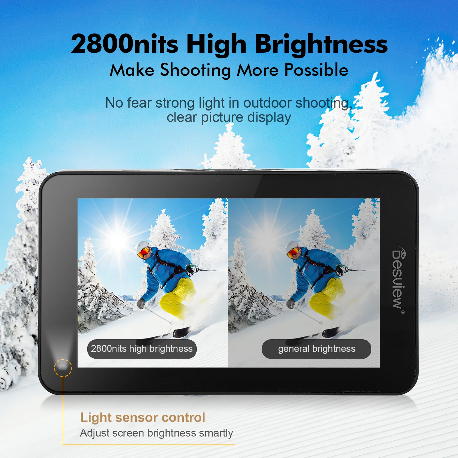Desview R6 Camera Monitor, 5.5 inch Touch Screen Field Monitor 4K HDMI 2800nits Ultra High Brightness IPS 178° View Angle 3D Lut