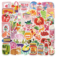 10/30/50pcs Cute Cartoon Retro Aesthetic Food Stickers Decals Laptop Phone Fridge Suitcase Creative Decoration Sticker Kids Toys