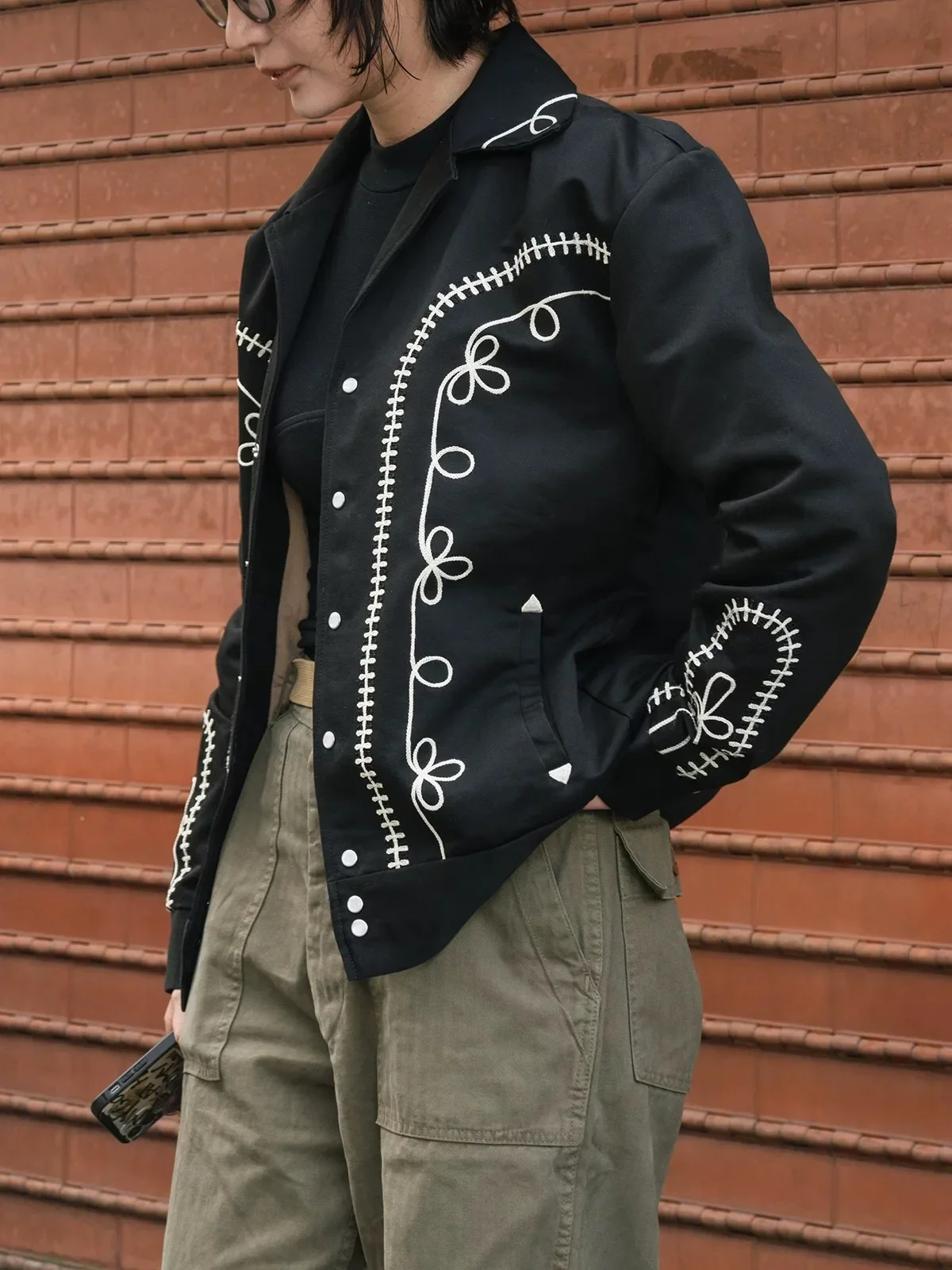 Non Stock Bolero Men's Rockabilly Jacket in Black Vintage-Inspired Western Embroidery Outerwear