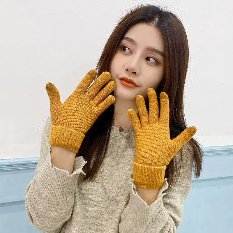 Cycling Touch Screen Gloves Female Winter Cute Student Cycling Warm And Cold Korean Version Thick Winter Cotton Gloves