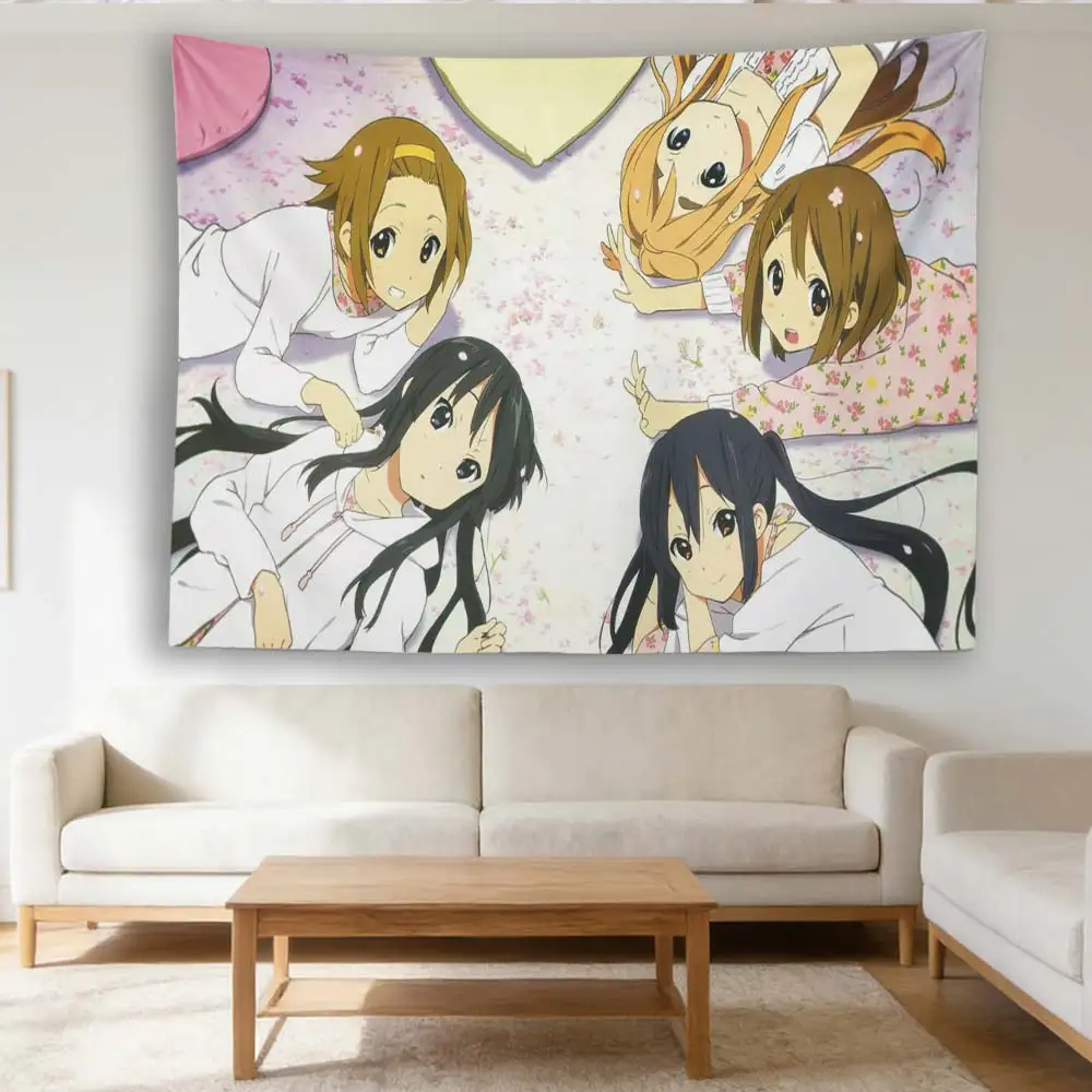 K-ON! Sakura Group Anime Tapestry, Cute Girls Wall Hanging, for Bedroom Dorm Otaku Room Decor