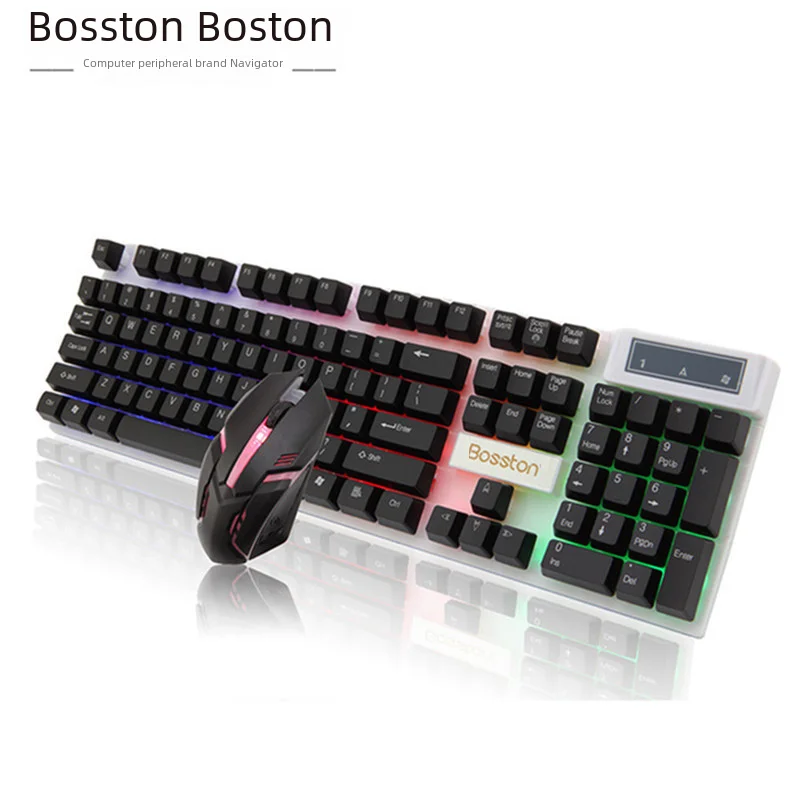 Doctor Denton Floating Rainbow Backlight Wired Keyboard Mouse Set Diy Computer Assembly Suitable For Gaming Office