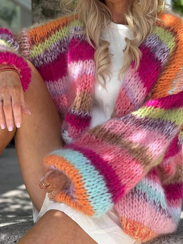 Maglioni eleganti da pendolare da donna Cardigan lavorato a maglia a maniche lunghe con blocchi di colore alla moda Cappotto maglione da pendolare casual da donna autunno inverno