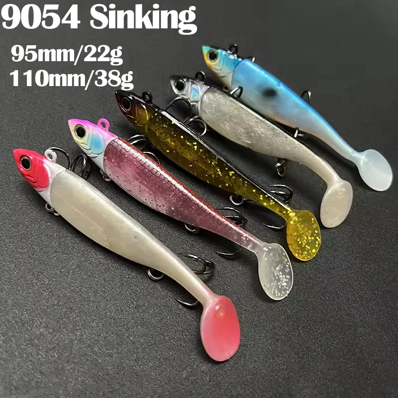 

22g/38g Artificial Soft Fishing Lure with Head Jigging Metal jig Rubber Swimbait with T Tail Pesca Bass Wobbler Fishing Supplies