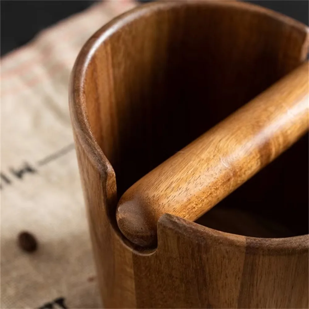 Acacia Wood Coffee Residue Knock Box Removable Durable Coffee Knocking Tank Professional Coffee Grounds Box Barista