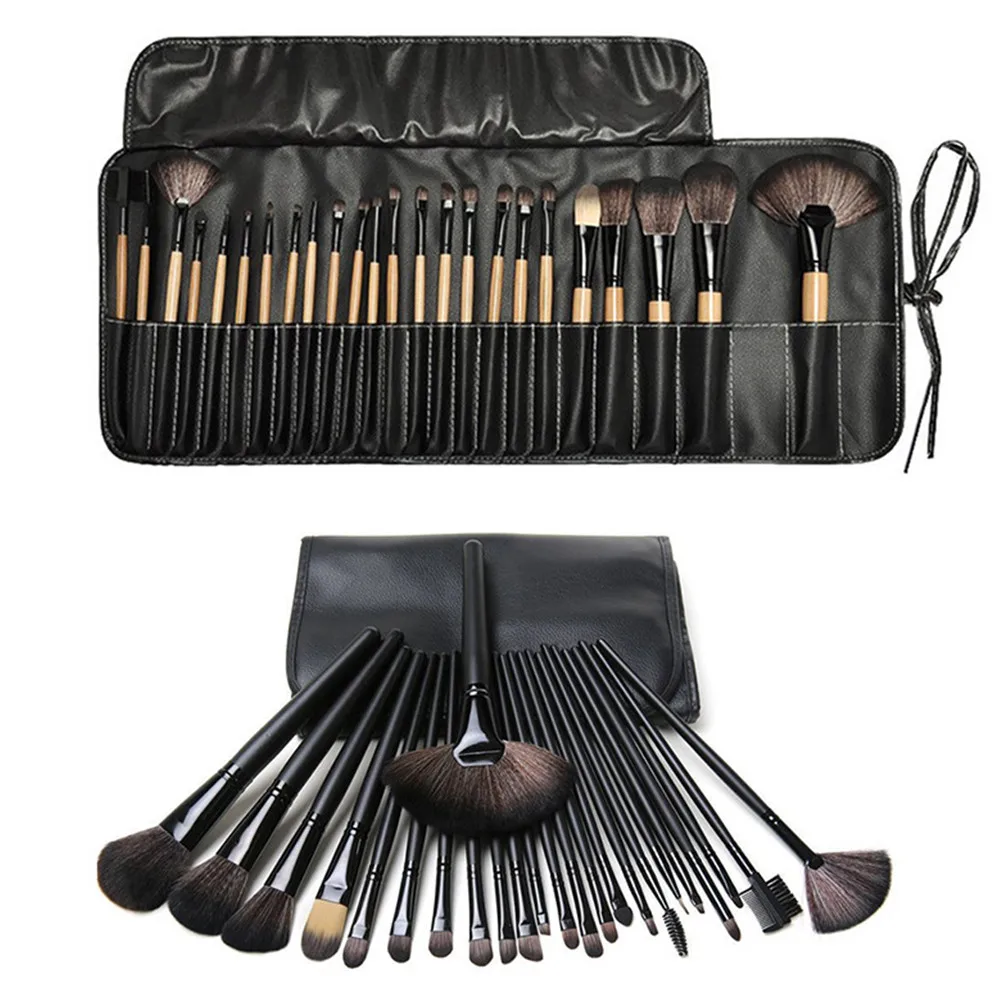 

24 Pcs Wooden Makeup Brushes Set with Bag Eyeshadow Eyebrow Eyeliner Foundation Shadows Brush Professional Cosmetic Make Up Tool