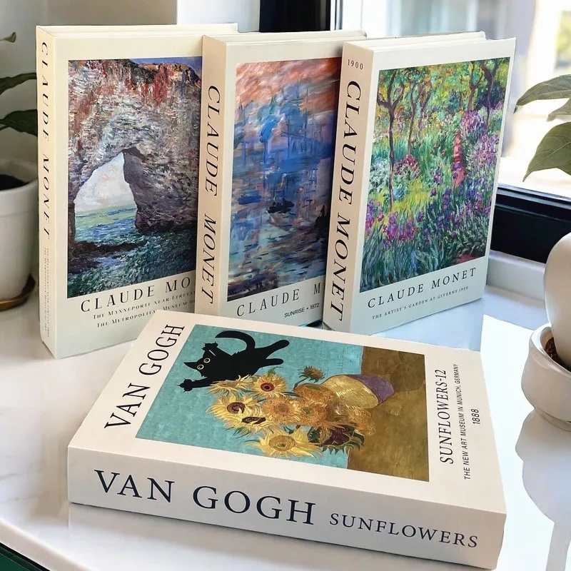 Van Gogh Monet Luxury Fake Book Storage Box Abstract Decorative Books Coffee Table Bedroom Home Decoration Bauhaus Picasso Boho