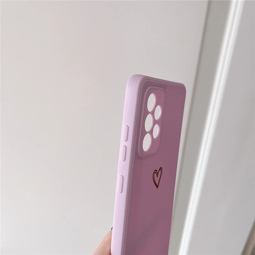 Custodia con cinturino a tracolla in silicone opaco Love Heart per Samsung S23 S24 Ultra S21 S20 S10 Plus FE Colore solido Proteggi la cover