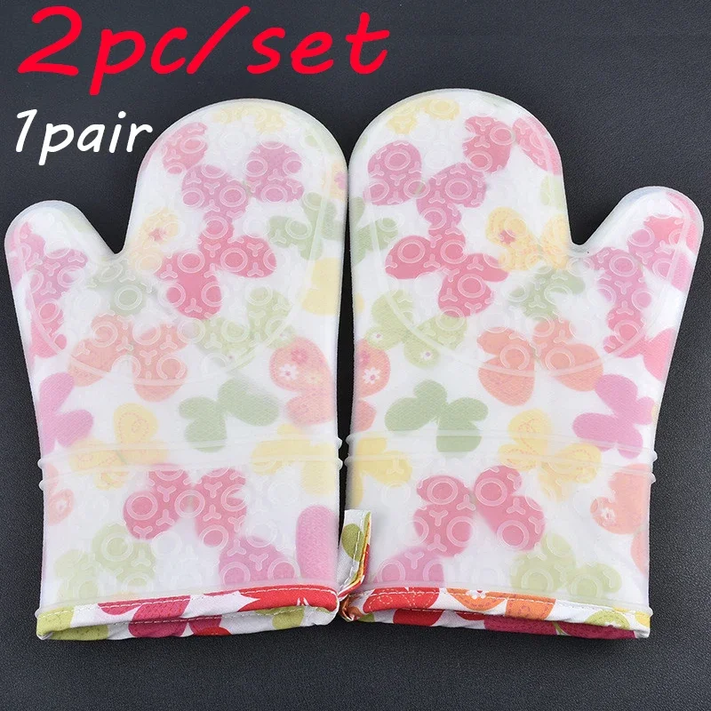 1 Pair Kitchen Cooking Microwave Gloves potholder Thick High Temperature Oven Gloves Barbecue or Kitchen Bakeware tool