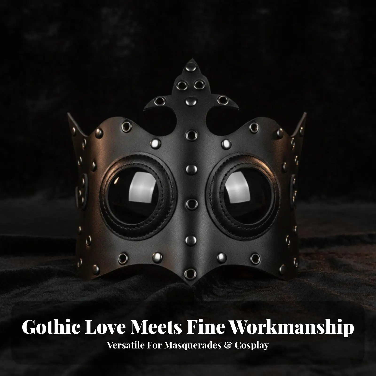 Gothic Eye Patch Cosplay Face Cover Plague Mask Black PU Leather Horror Mask for Creative Themed Event