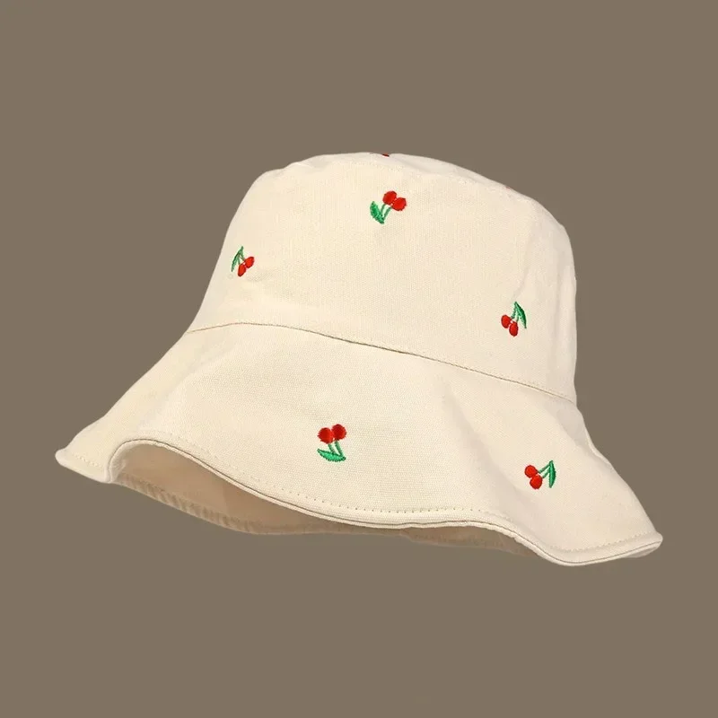 Embroidery Double Sided Summer Outdoor Women Girls Fashion Designer Bucket Street Outdoor Cap