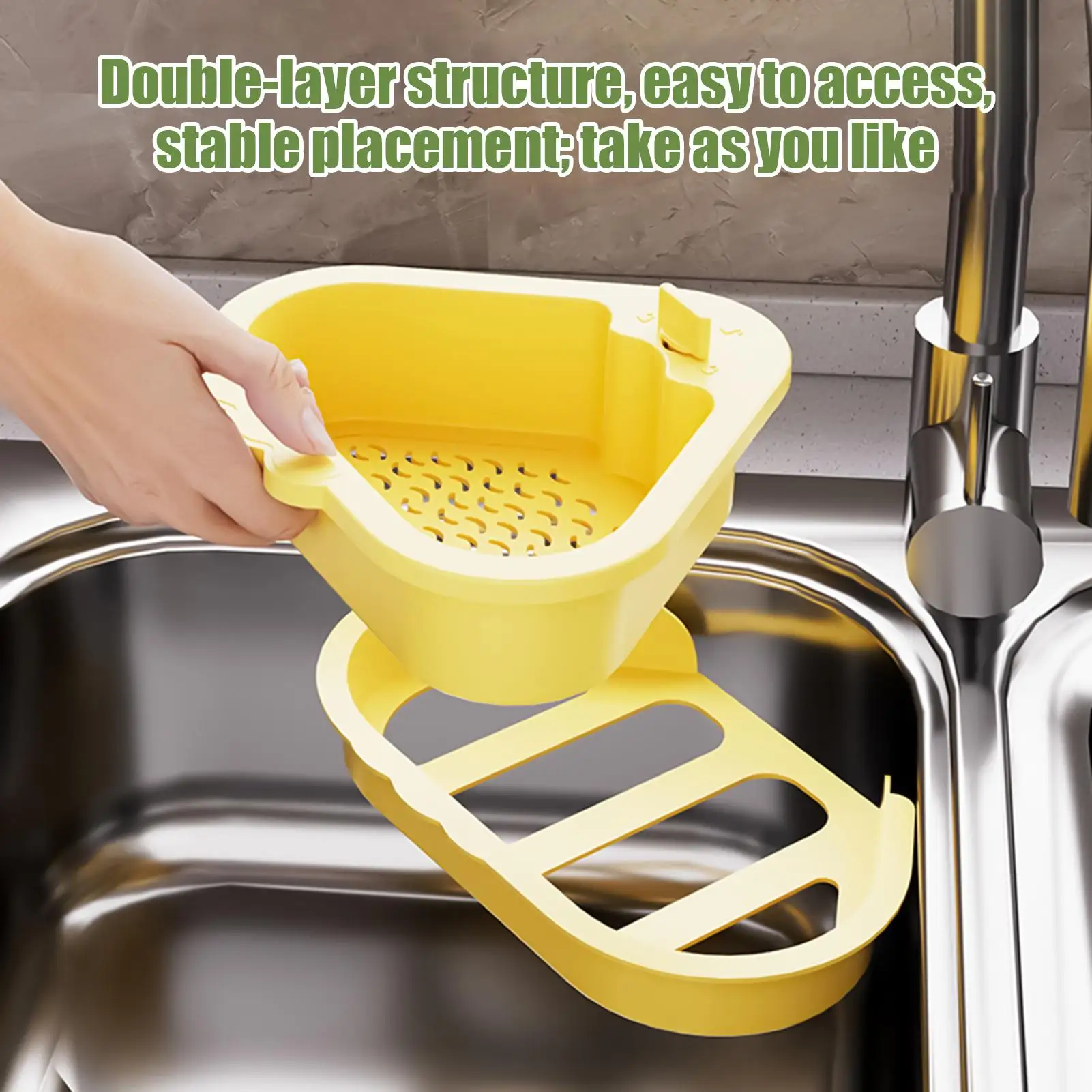 Kitchen Sink Strainer Anti-Clogging Sink Food Waste Collector Basket Dry-Wet Separation Kitchen Waste Strainer for Restaurant