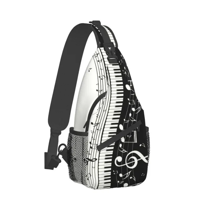 Classic Music Notes Piano Key Sling Chest Bag Custom Musician Pianist Shoulder Crossbody Backpack for Men Travel Hiking Daypack