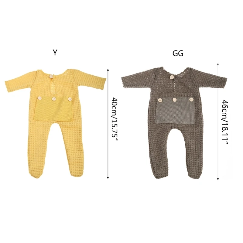 2 stuks pasgeboren fotografie rekwisieten gehaakte outfit baby romper hoed set accessoires