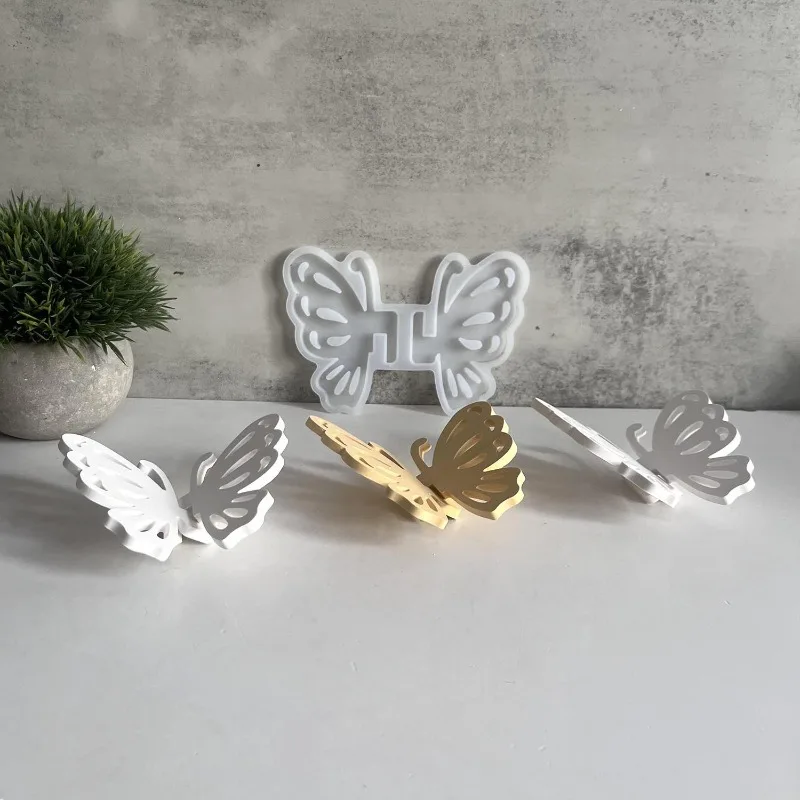 3D Farfalla Giunzione Gesso Ornamento Stampi In Silicone Animale Fai Da Te Primavera Confezione Regalo Decorazione Della Casa Stampo In Resina Artigianato Casting