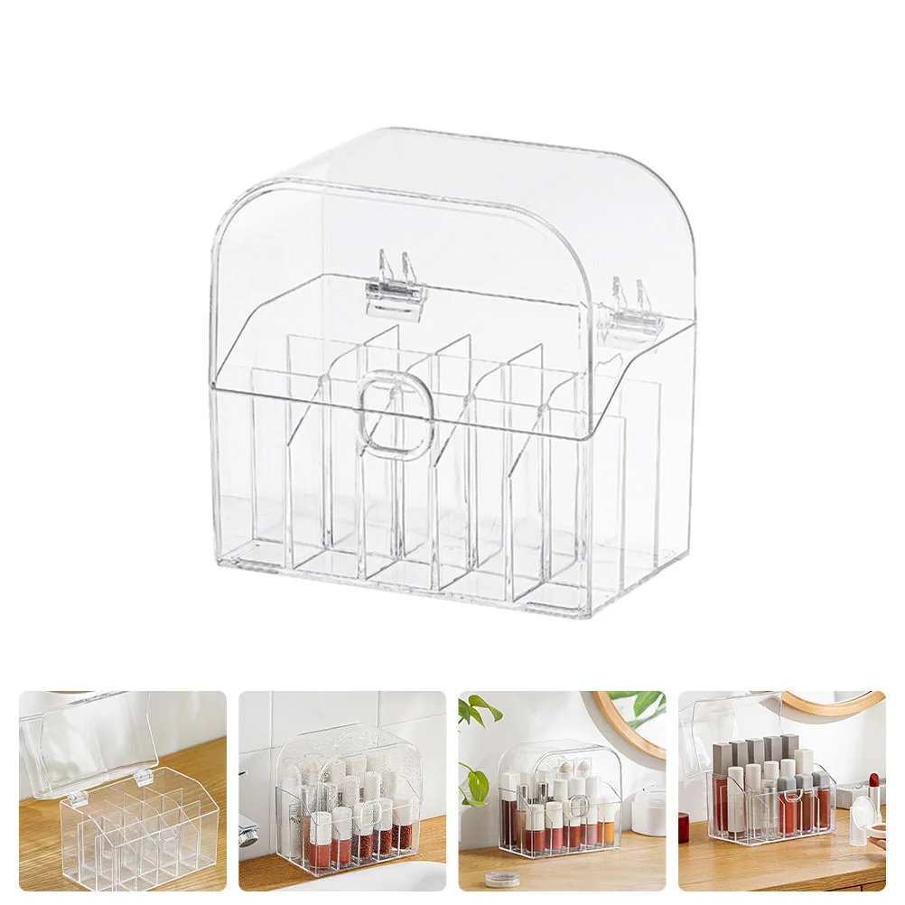 

Transparent Lipstick Storage Box Organizer Holder Display Rack Makeup Supplies Desktop Container Multiple Use Durable