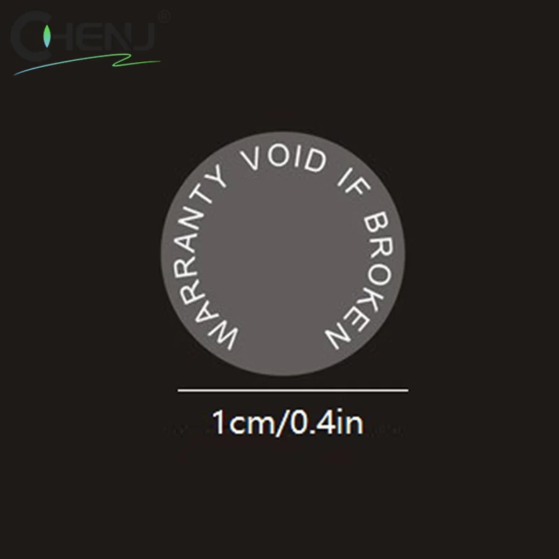 100 PZ 10mm GARANZIA VOID IF BROKEN Foro per vite Tamper Evident Sigillo di sicurezza Rimozione a prova di fragile Adesivo di carta Avvertimento aperto