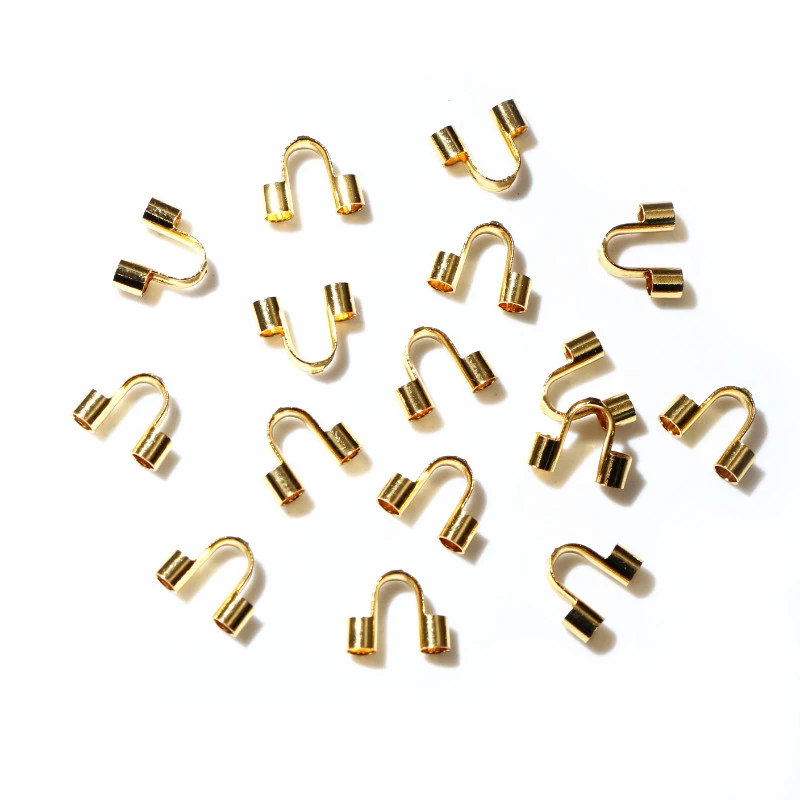 50pcs Stainless Steel Gold Color Wire Protectors Guard Guardian Protectors Loops U Shape Clasps Connector For Jewelry Making