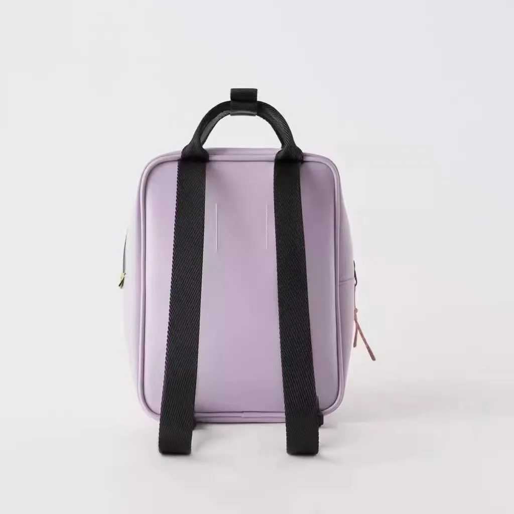 Spring New Purple Printed Backpack Fashion Casual Kindergarten School Bag Children\'s Bag Girl Color Matching Cute Minie Backpack