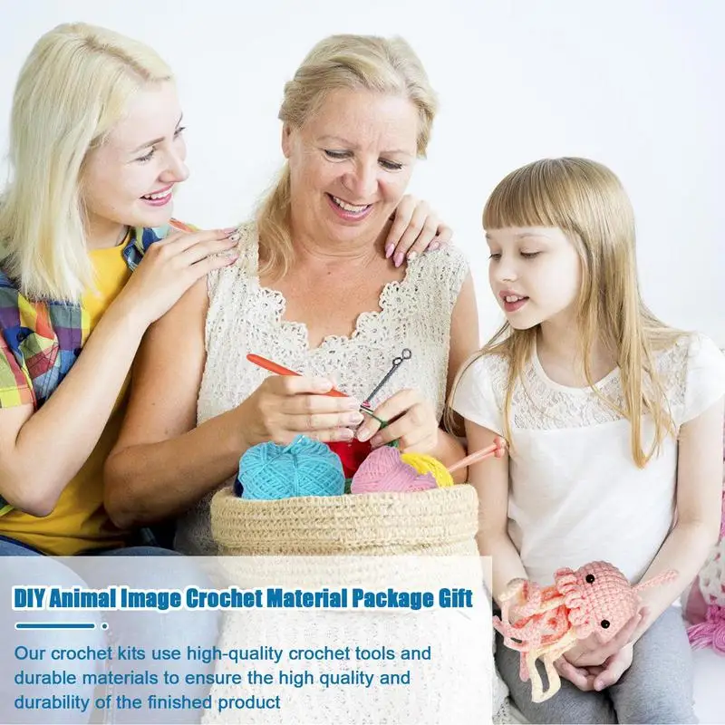 Crochet Kit For Beginners Handmade Animal Crochet Set With Detailed Video Tutorials Make Doll Pendant Crafts Knitting Kit For