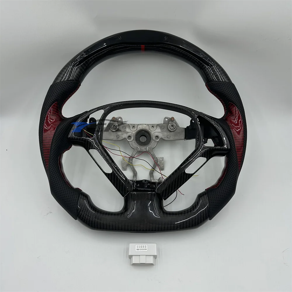 

For Infiniti G37 2008 2009 2010 2011 2012 2013 Custom Carbon Fiber Black Perforated Leather LED Steering Wheel
