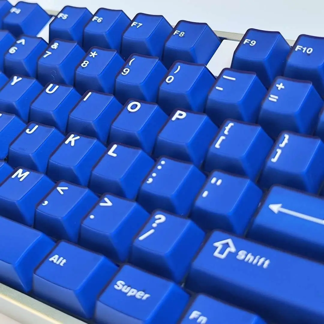 120-Tasten Double Shot ABS-Tastenkappen Cherry Profile Minimalistischer Stil Klein Blue Halbtransparente Tastenkappen für MX Switches Keyboard