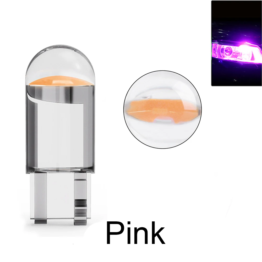 2/10 Stück W5W 194 T10 Glasgehäuse COB LED Autolampe 3000K 6000K Weiß Blau Rot Keilförmige Kennzeichenleuchte Innenraumbeleuchtung