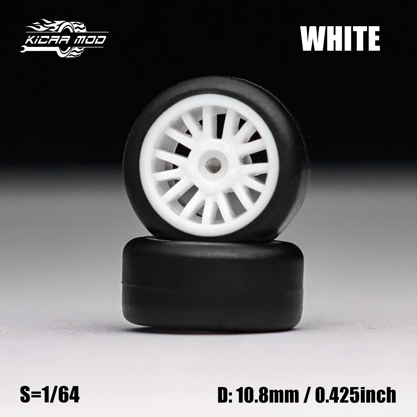 1/64 Modellauto Weiße Räder mit festen Gummireifen, inklusive Nieten für die Nachrüstung von Diecast-Modellen, 4 Stück pro Set – Detail 9