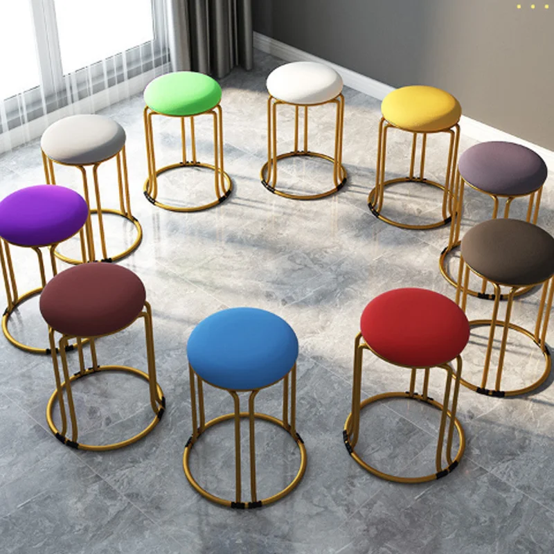1PC PU Leather Dining Chairs Round Stools Modern Simplicity Light Luxury Stackable And For Family Dining Tables And Restaurants