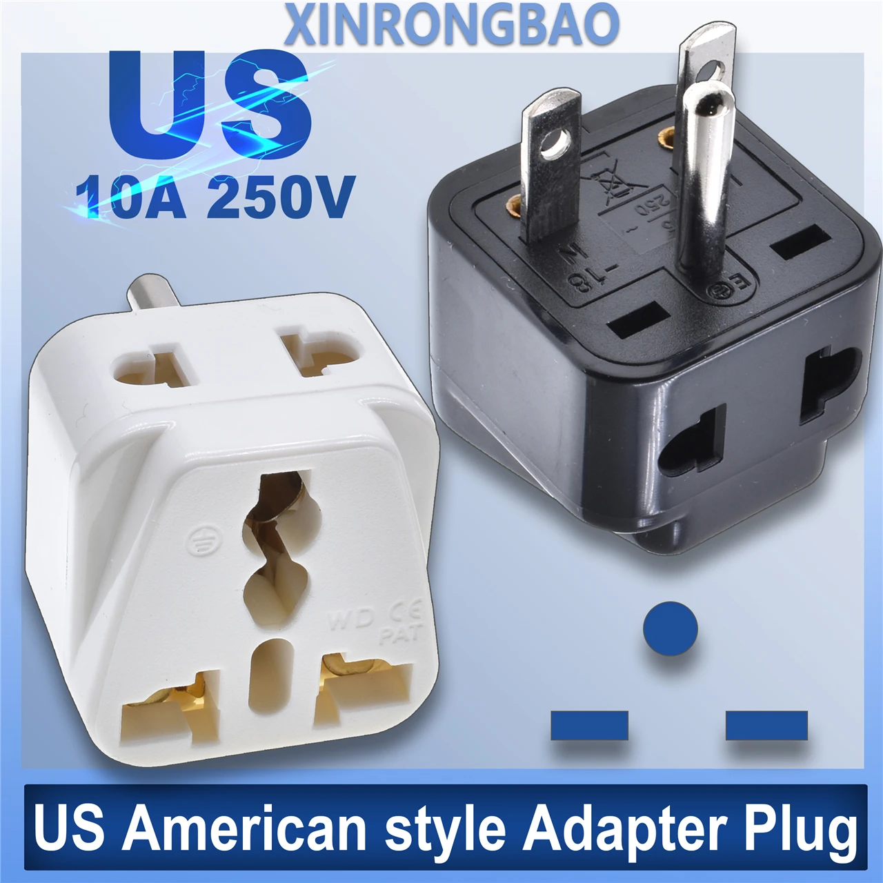 Universal World to North American NEMA 6-15P US 2IN1 15A250V Electrical Plug Adapter convert AU/EU/UK/US/China/Japan Travel plug