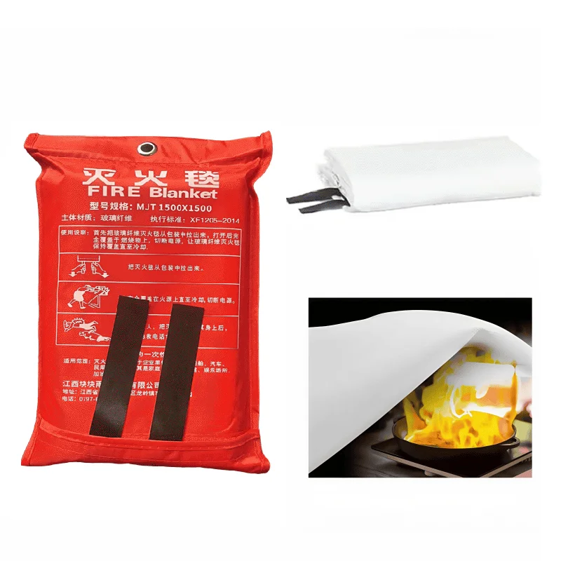 1/1.5M Fire Blanket Emergency Fire Blanket Fiberglass Flame Retardant Suppression Blanket for Home Kitchen Safety Survival Cover