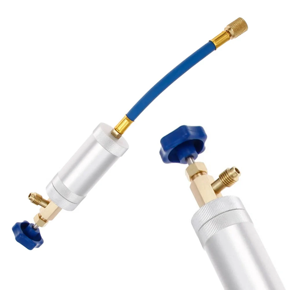 R134A R12 Hand Turn Pump Oil Injection Oil&Dye Injector Vehicle A/C Adapter Oil Dye Injector Air Conditioning Injection Tool