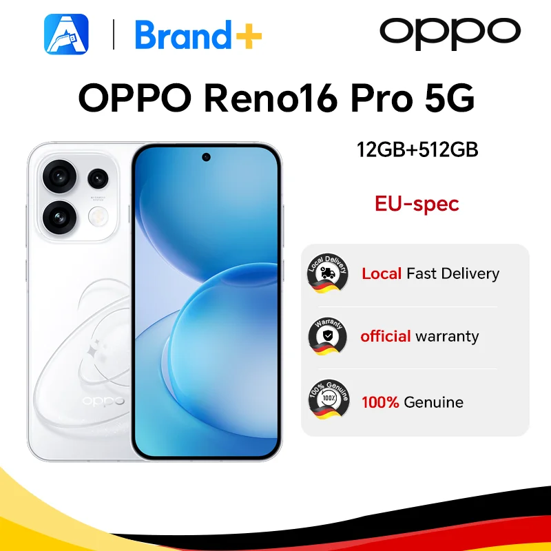 EU-Version Smartphone OPPO Reno16 Pro 5G 12 GB + 512 GB AI Remix Collage 4K Automatische Videokorrektur 6000 mAh 80 W 6,32-Zoll-Display 50-Megapixel-Kamera Offizielle Garantie OnePlus