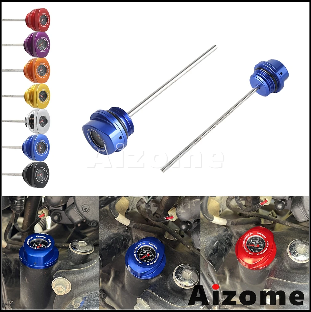 Aluminum Oil Temperature Dipstick 62700136 62700194A Motorbike Engine Oil Dipstick Tank Plug Cap w/ Temperature Gauge For Harley