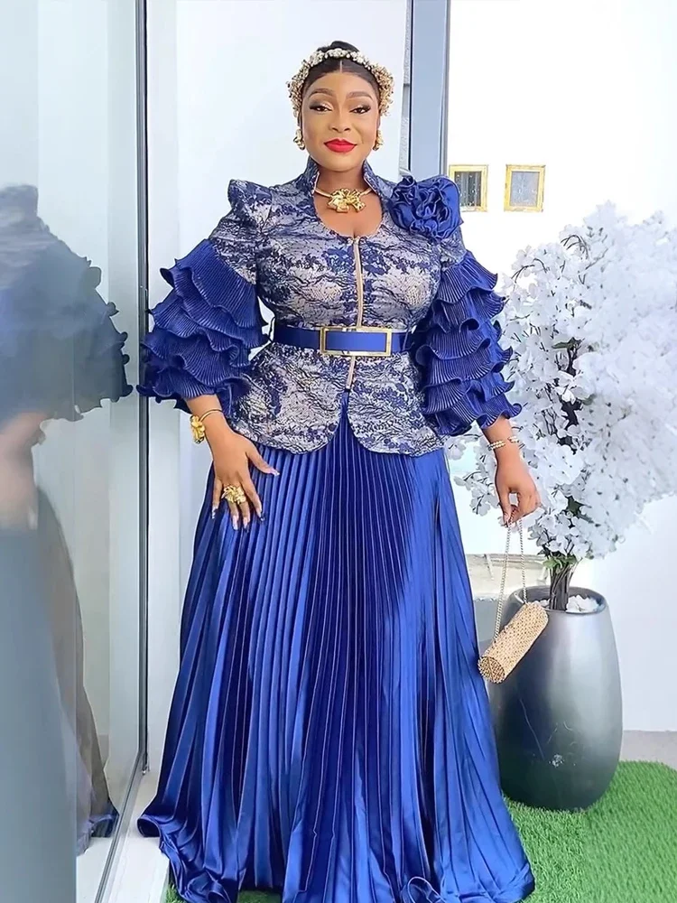 

2 шт. африканская одежда для женщин, топы и юбки, костюм Dashiki Ankara, турецкая одежда, платье больших размеров, свадебные платья, кружевные комплекты