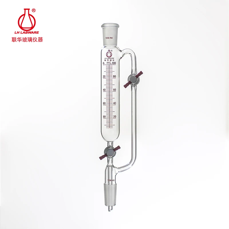 LH LABWARE Funil conta-gotas de pressão constante com válvula graduada e dupla PTFE, vidro borosilicato, LH-228