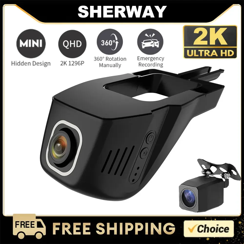 Car DVR Dash Cam Full HD 2K Dash Cam 2 Channel ADAS Car Camera 24H Parking Monitor Wifi APP Control Car Driving Video Recorder