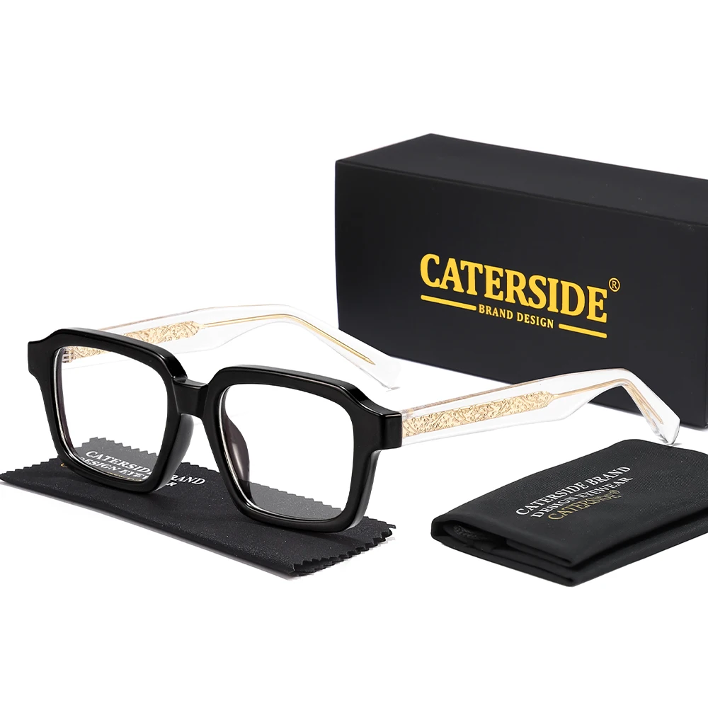 CATERSIDE Modische Herren-Brillengestelle Markendesign Eckige Brillengestelle für Damen Anti-Blaulicht-Lesebrille Partygeschenk Eyewear – Detail 7