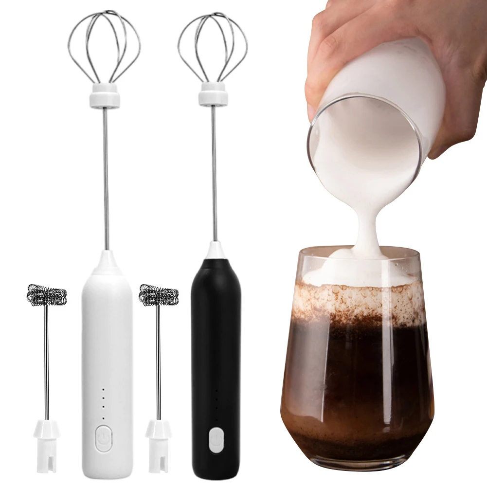 Electric Milk Frother USB Charging Wireless Egg Beater 3 Gears Portable Milk Frother Coffee Whisk Mixer for Kitchen Cooking