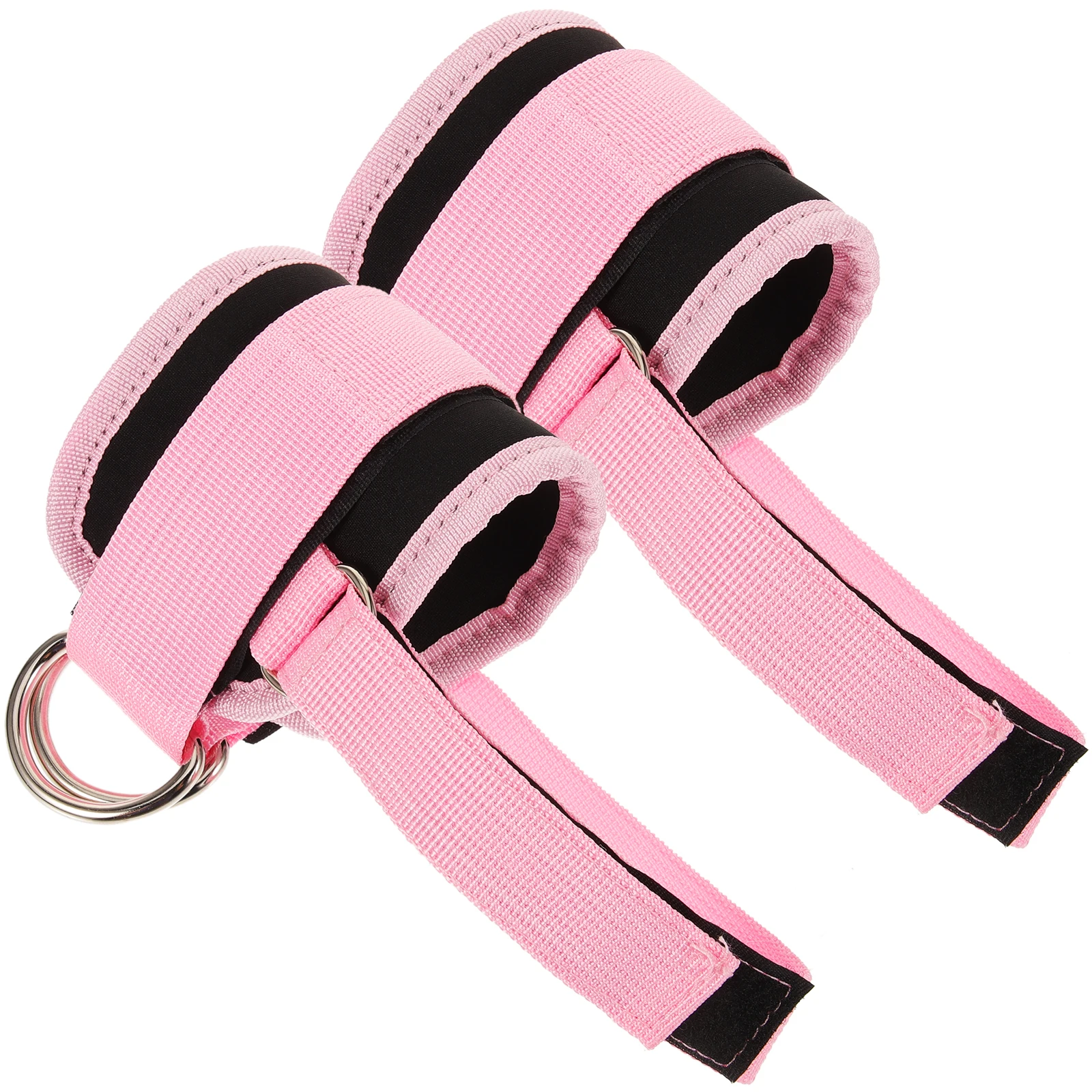 

2pcs Ankle Straps Cable Gym Leg Cuffs Pink Adjustable Resistance Bands Fitness Accessories Women Exercise Tools