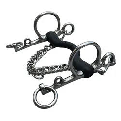 Horse Product Long Pelham Bit Stainless Steel Wrapped Black Rubber Equestrian 5 1/4 Inches