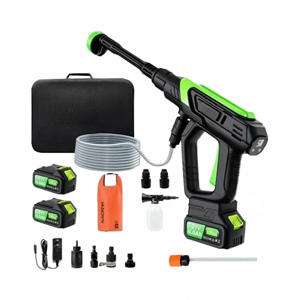 

1000PSI 25Bar 150W Cordless 21V 4.0Ah Battery-Powered Brushless Motor 6-in-1 Nozzle Pressure Washer For Car/Driveway/Patio