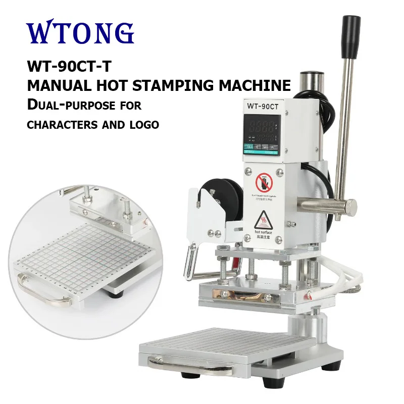WT-90CT High Quality Hot Foil Stamp Machine 110V/220V Voltage Leather/Wood Plastic PU Papers Heat Press for Logos And Letters
