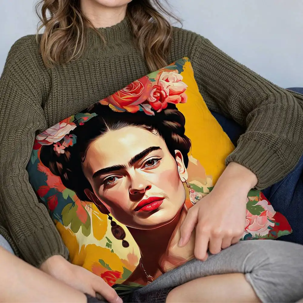 F-Fridas Painting Art cushion cover soft Pillow Case for Sofa Living Room Home office Decor Protective Covers