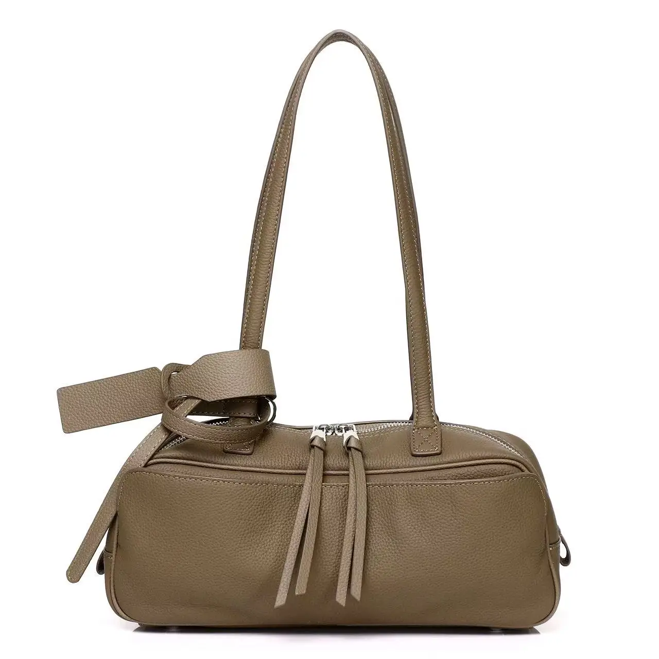 Genuine Grade Cowhide Leather Fashion Women's Shoulder Underarm Purse Bag Travel Tote Bowling Bag Luxury Desiger Ladies Handbag