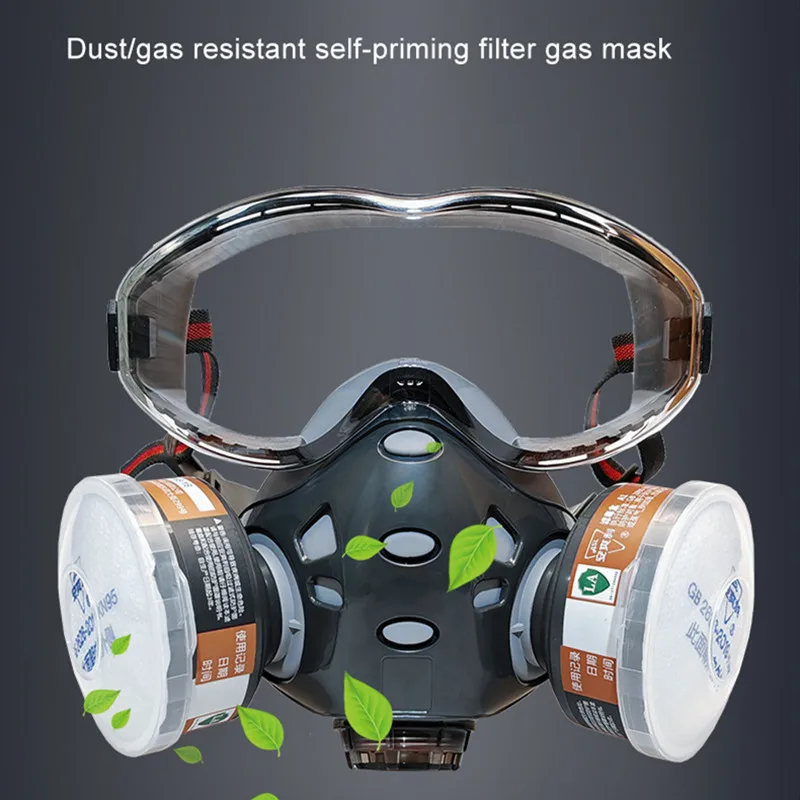 Gas Mask With Filters Full Face Protective Mask For Spray Painting Chemical Industrial Respirator Anti-Fog Glass
