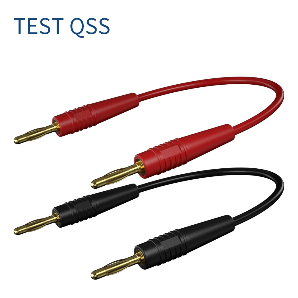 QSS 2MM Gold Plated Banana Plug Multimeter Test Lead Dual Banana Plug Wire Test Cable Lead for Electrical 100CM Red BlackQ.70002